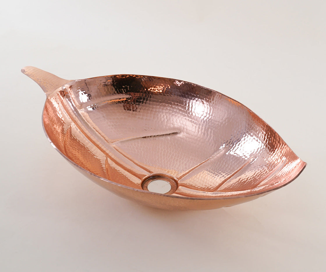 Vessel Copper Washbasin Leaf Design
