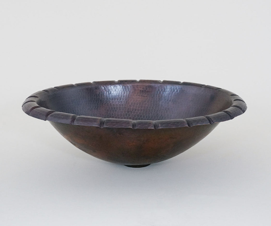 Oval Sink with Rope Flange in Copper