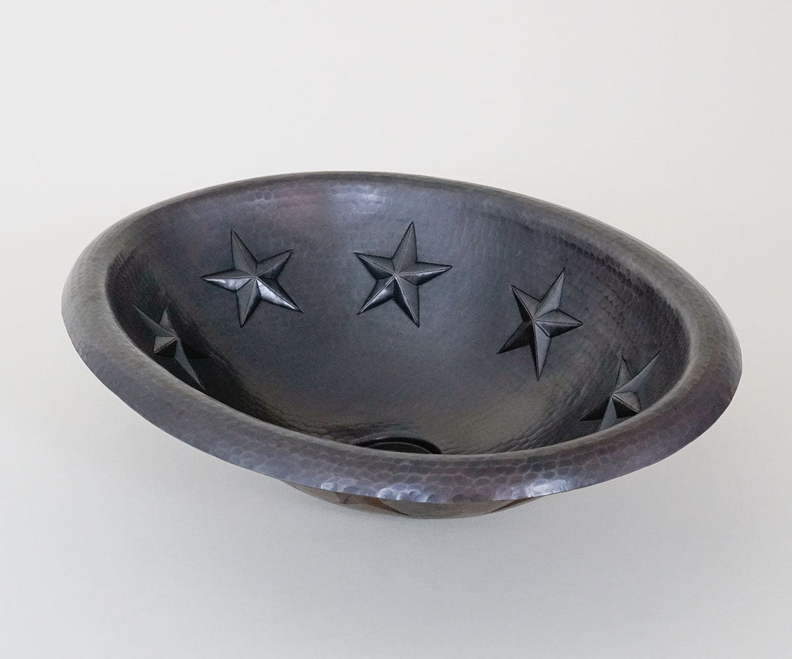 Oval Copper Sink with Star Design