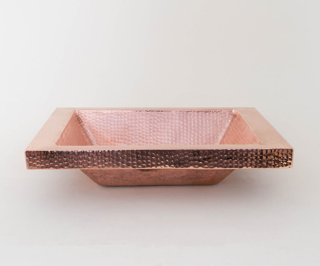 Special Rectangular Copper Washbasin Design with High Flange