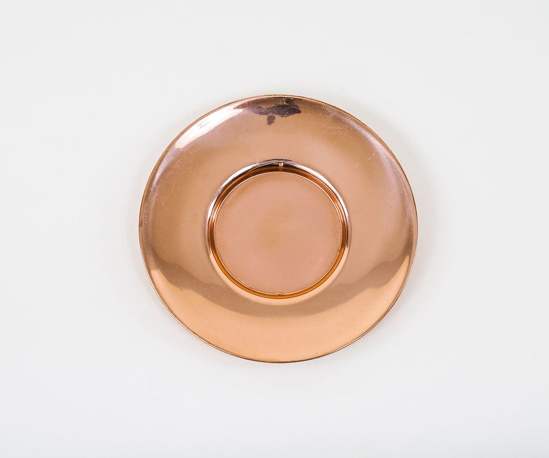 Set of Round Smooth Copper Butter Dishes