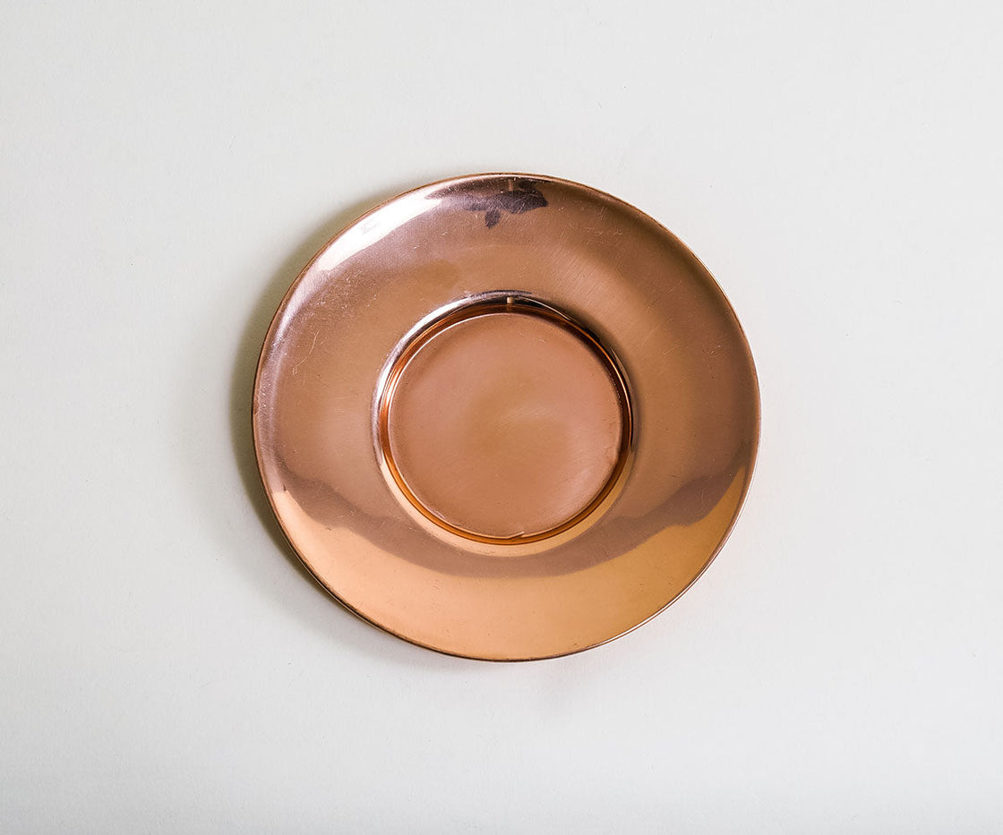 Set of Round Smooth Copper Butter Dishes