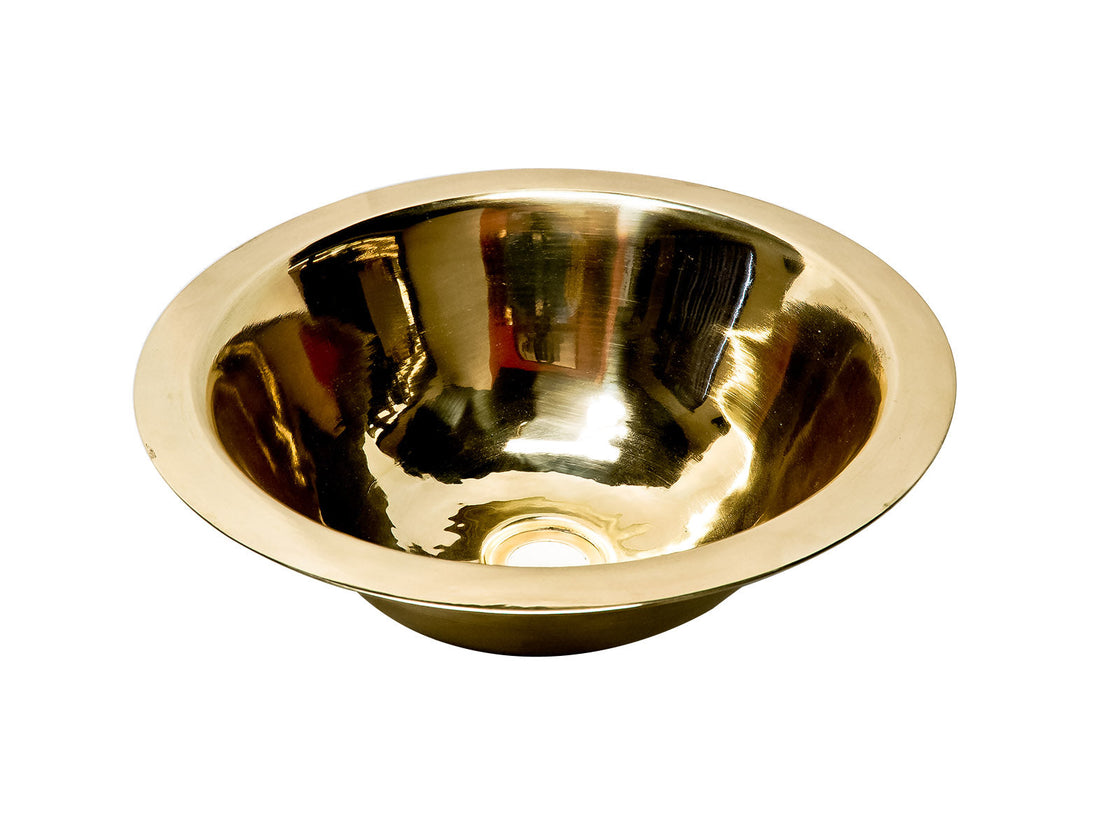 Round Washbasin in High Gloss Smooth Brass