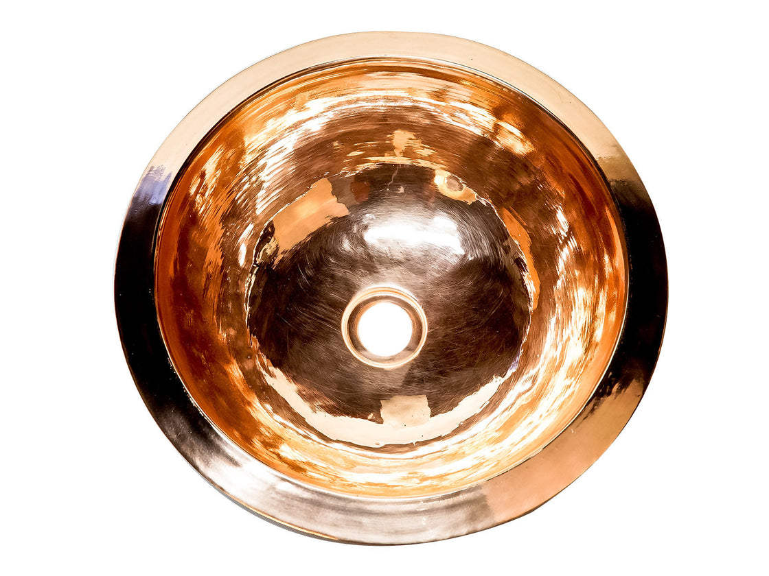 Round Washbasin in High Gloss Smooth Copper