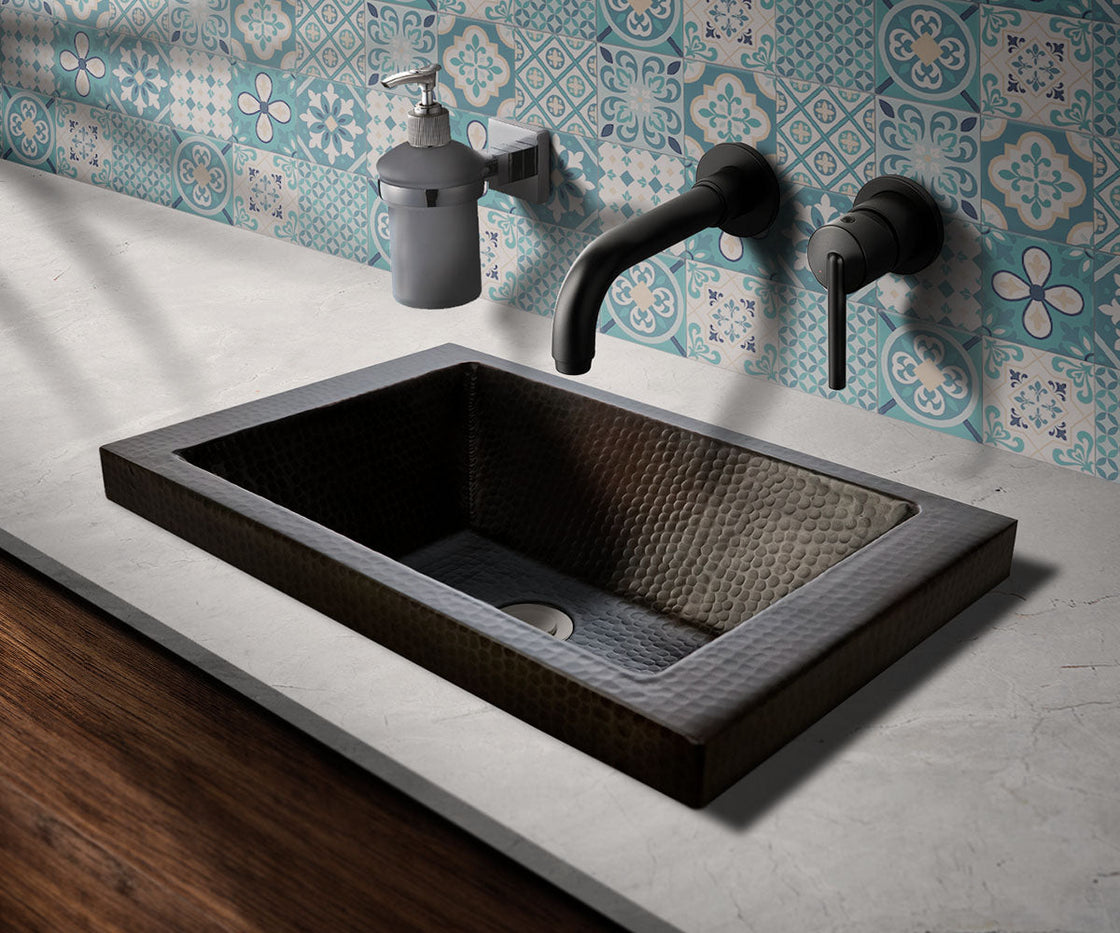 Special Rectangular Copper Washbasin Design with High Flange