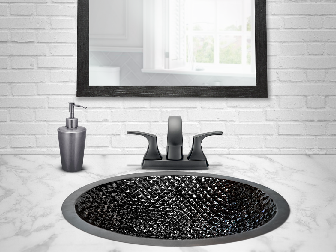 Oval Copper Washbasin Checkered Design