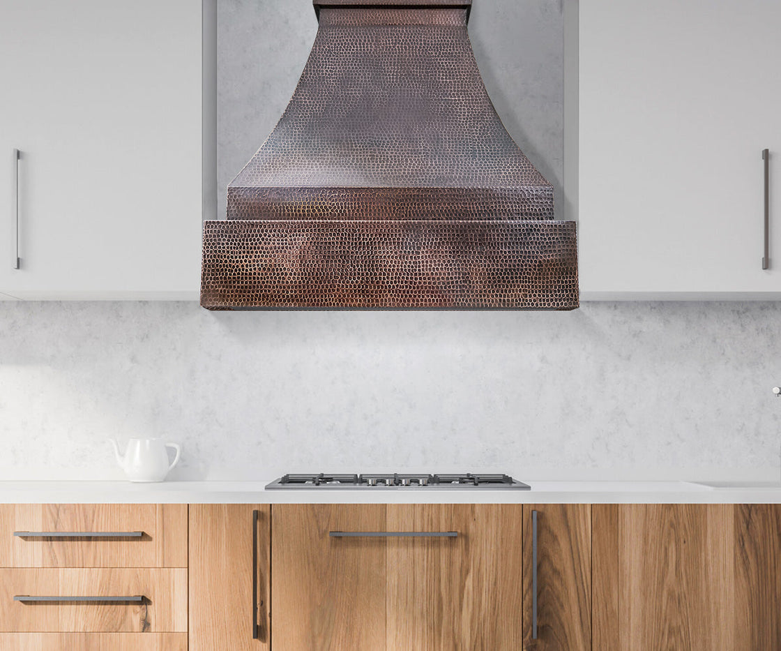 Kitchen Hood for Wall in Copper Pyramid Design