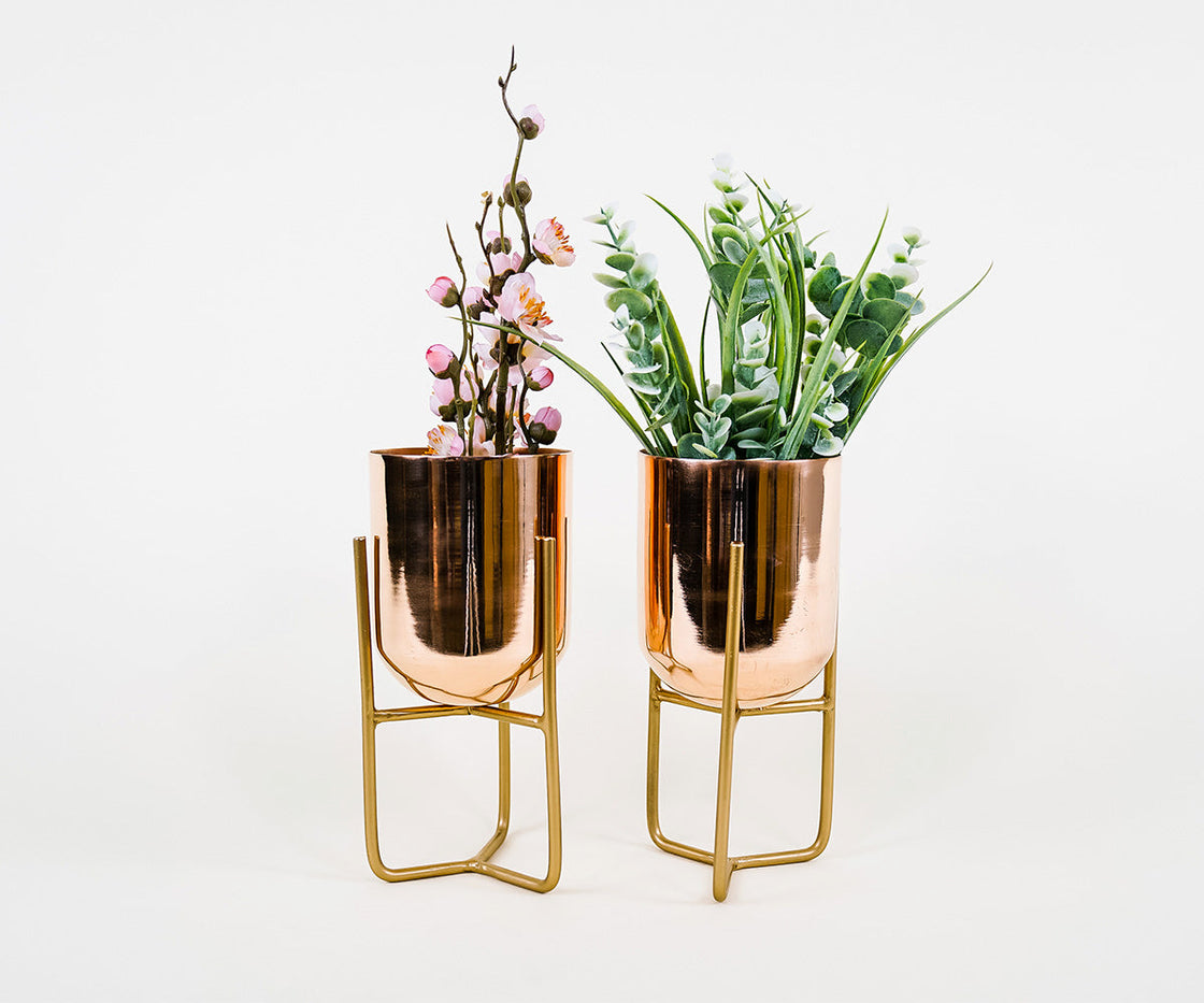 Smooth Copper Planter Mini Bauhaus Design