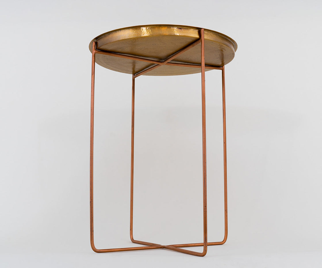 Copper Side Table with Tray