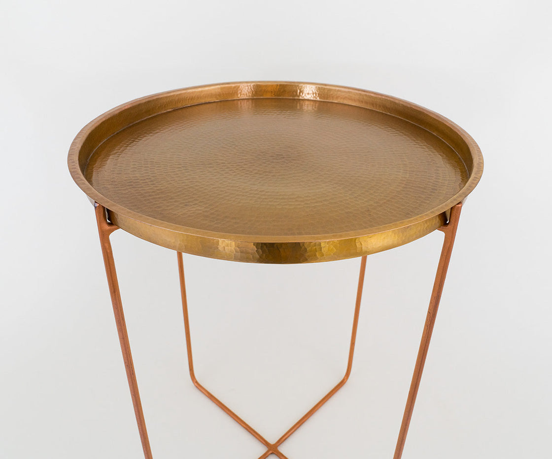 Copper Side Table with Tray