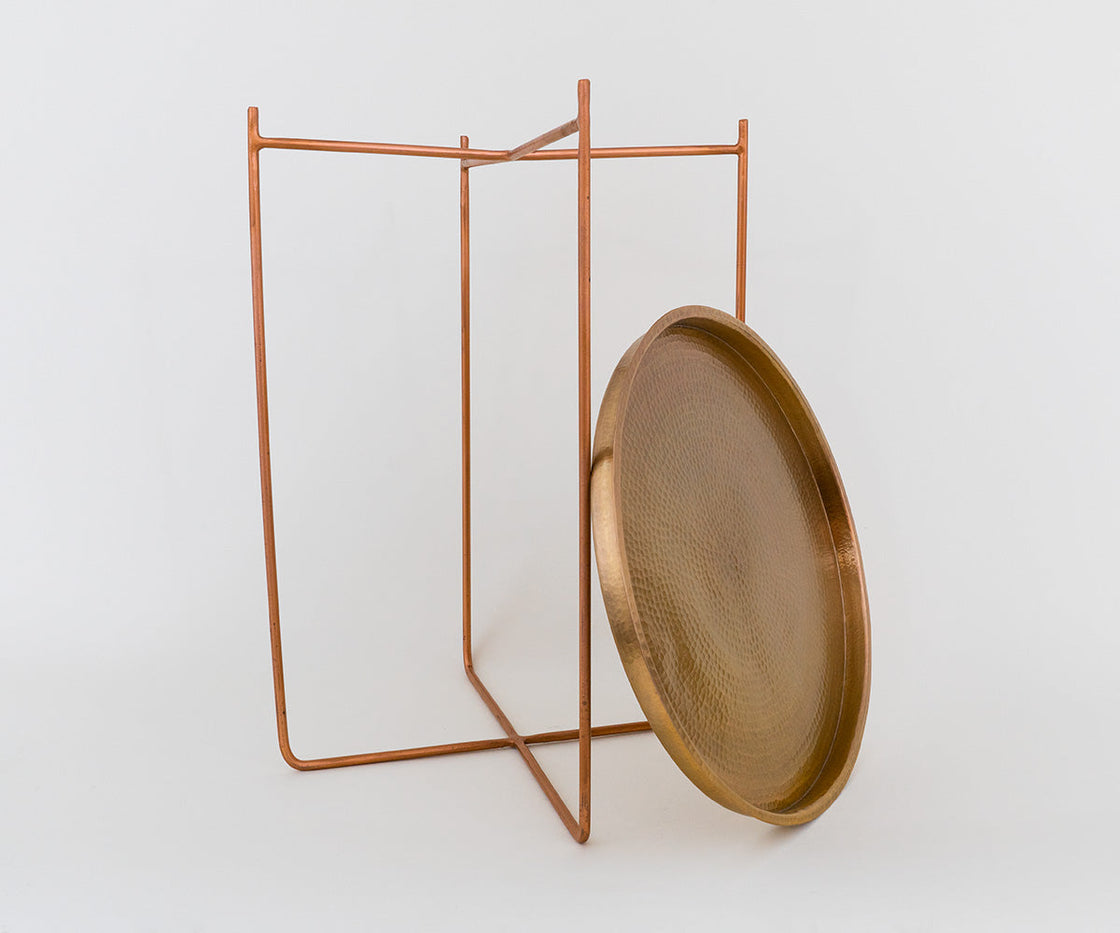 Copper Side Table with Tray