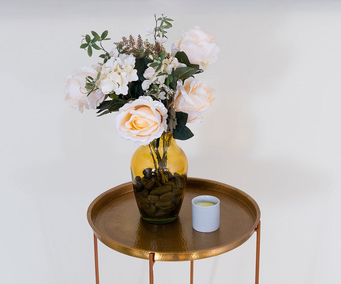 Copper Side Table with Tray