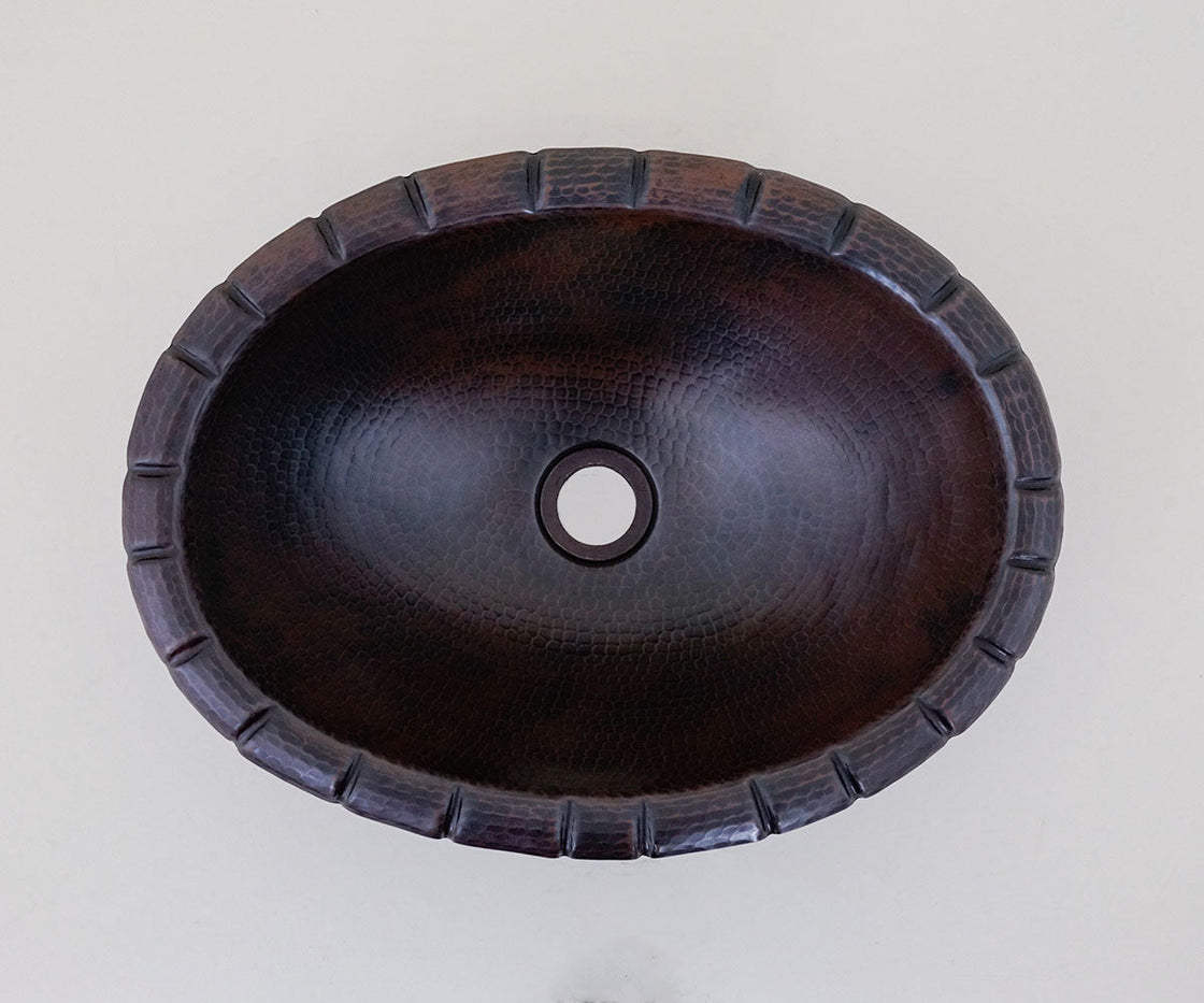 Rope Oval Flange Sink in Copper