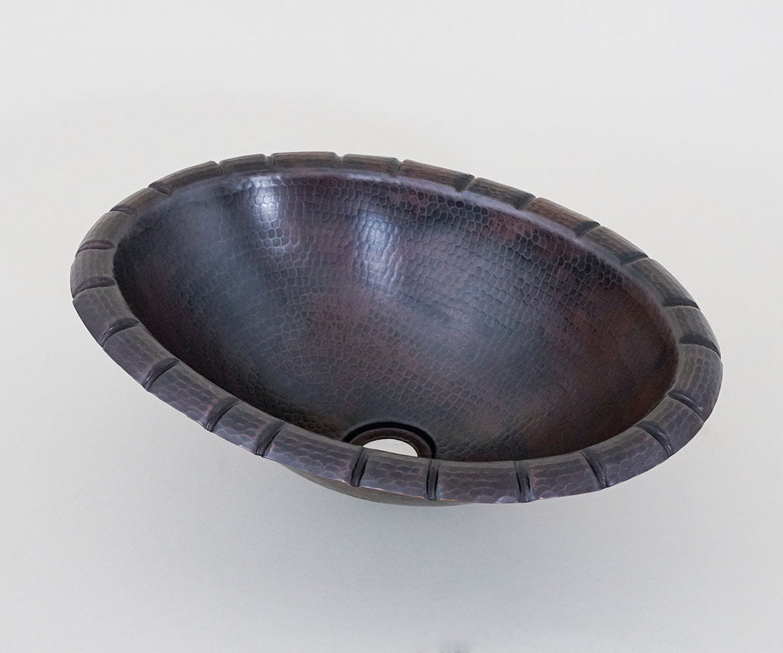 Rope Oval Flange Sink in Copper