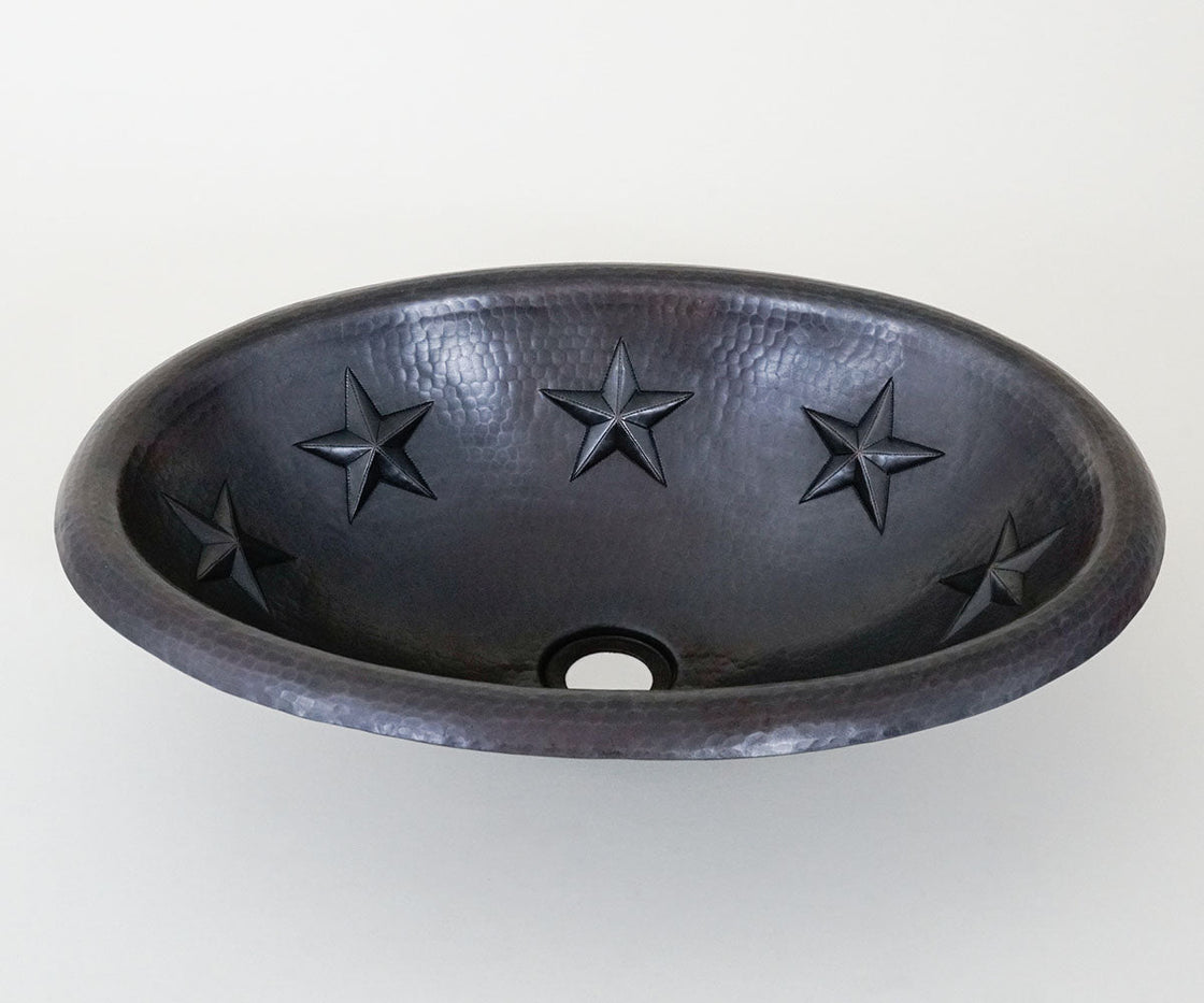 Oval Copper Sink with Star Design