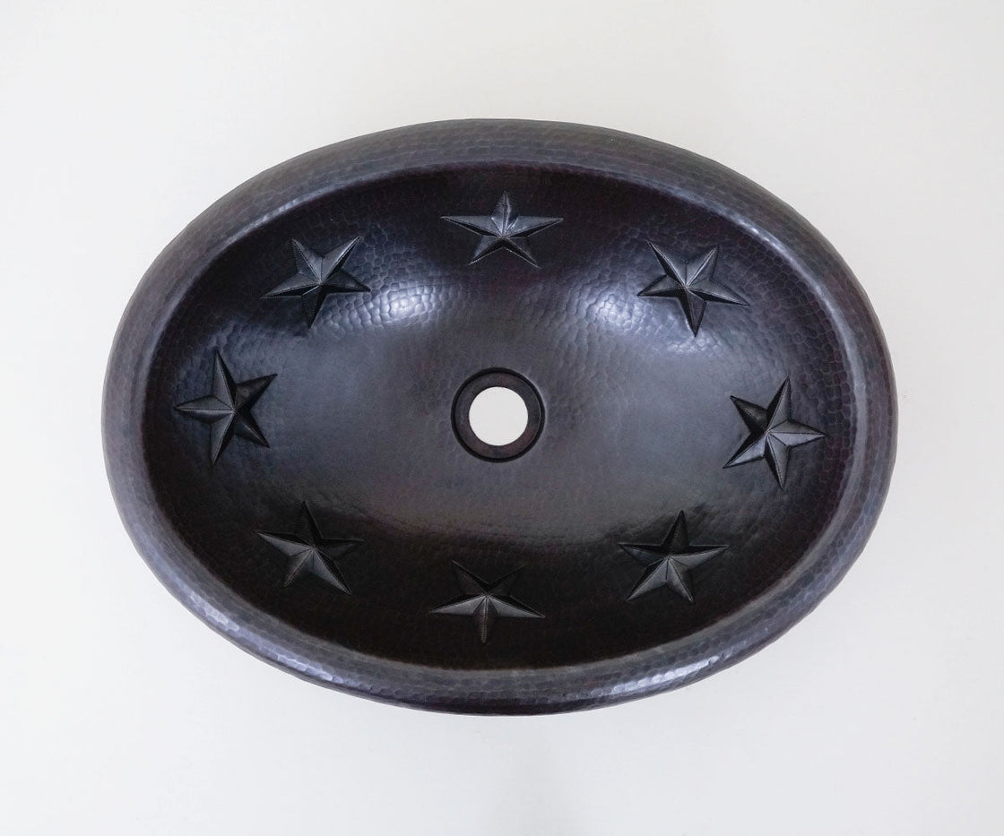 Oval Copper Sink with Star Design