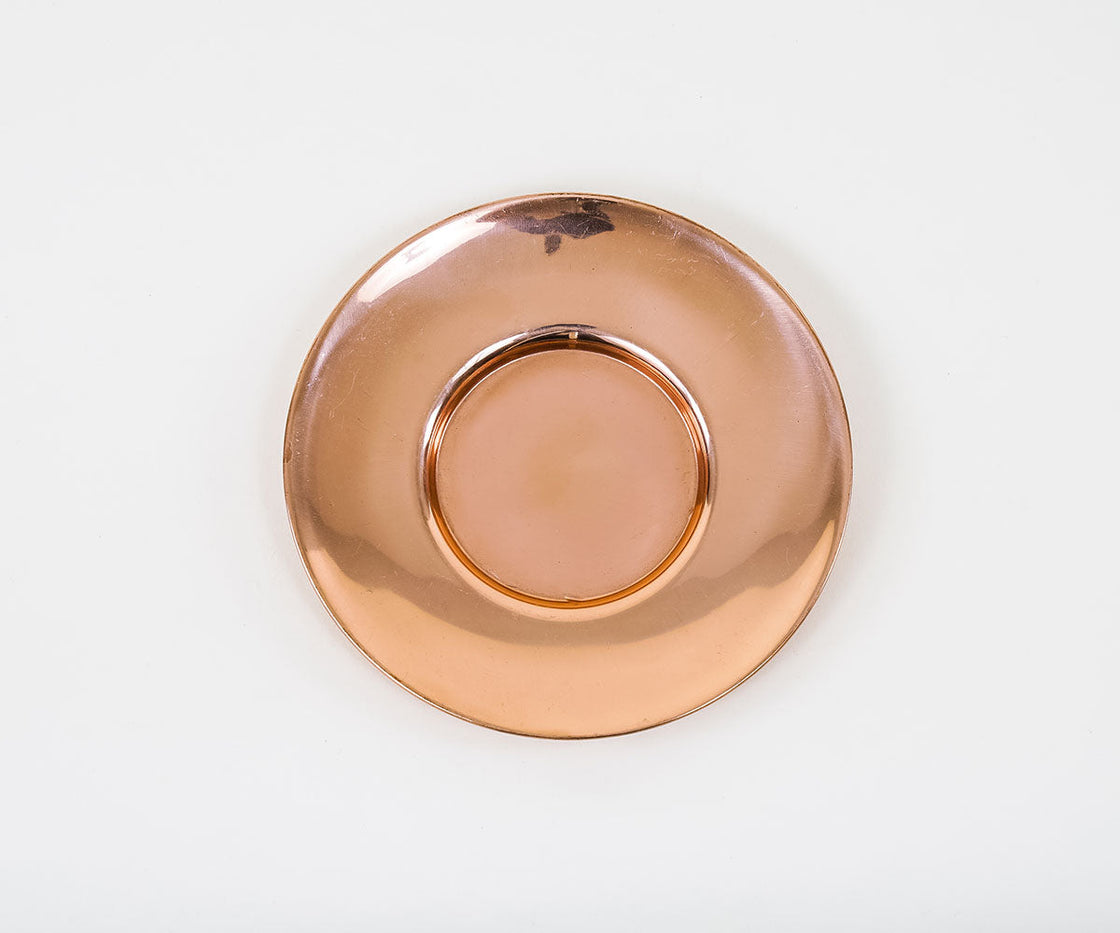 Smooth Copper Round Butter Dish Set