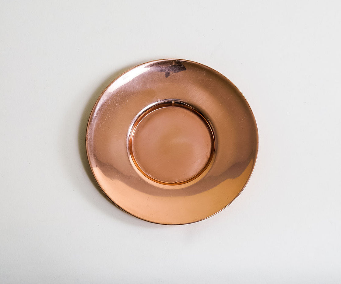 Smooth Copper Round Butter Dish Set