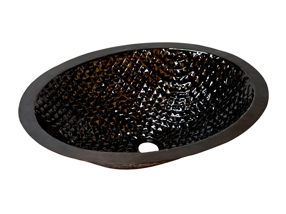 Oval Copper Washbasin Checkered Design