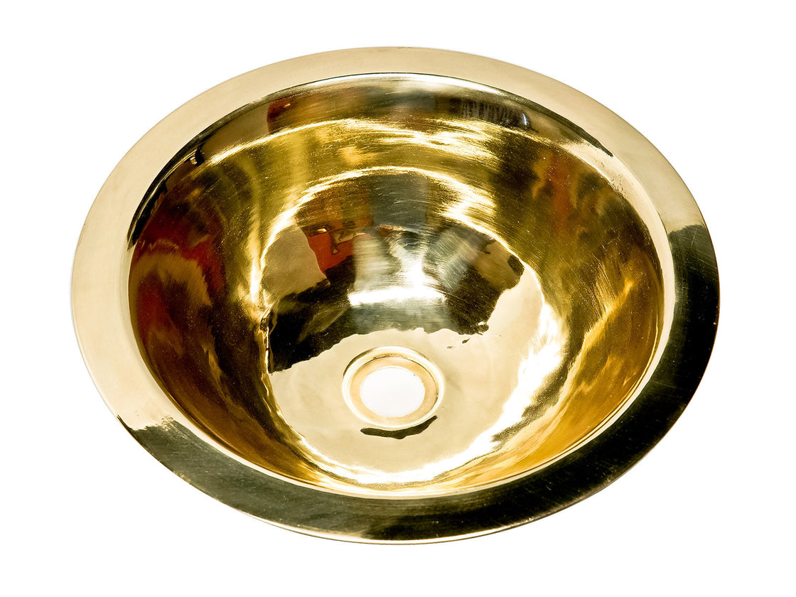 Round Washbasin in High Gloss Smooth Brass