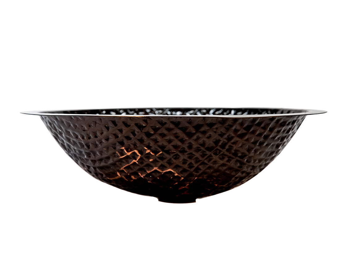 Oval Copper Washbasin Checkered Design