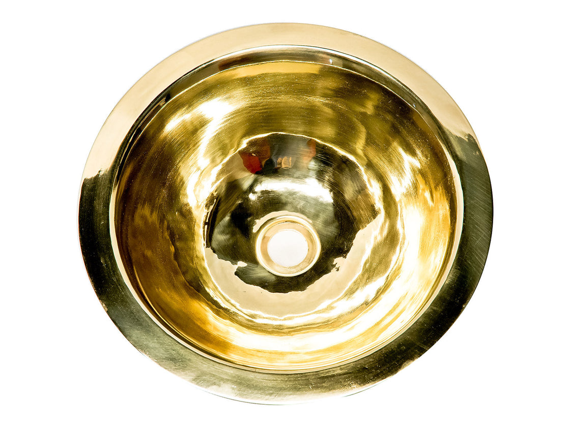 Round Washbasin in High Gloss Smooth Brass