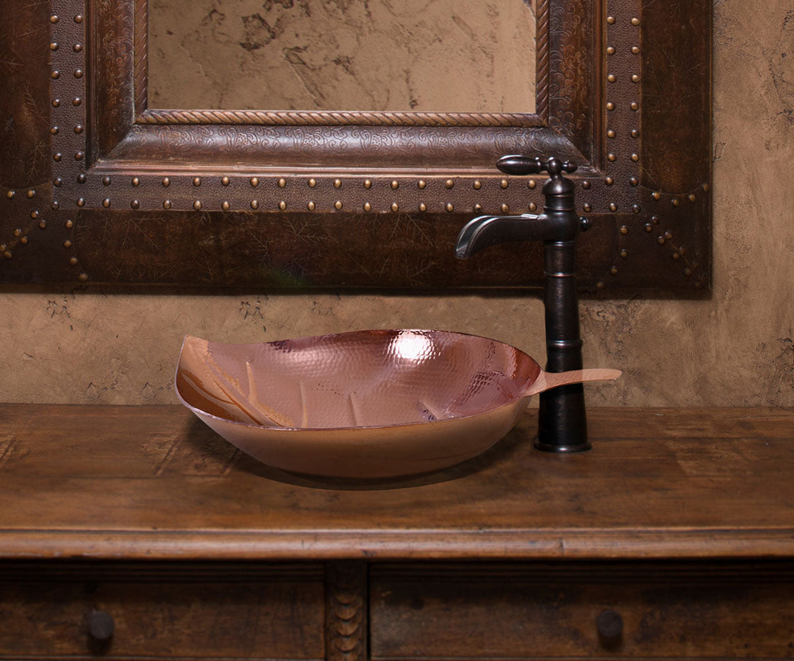 Copper Vessel Sink Leaf Design