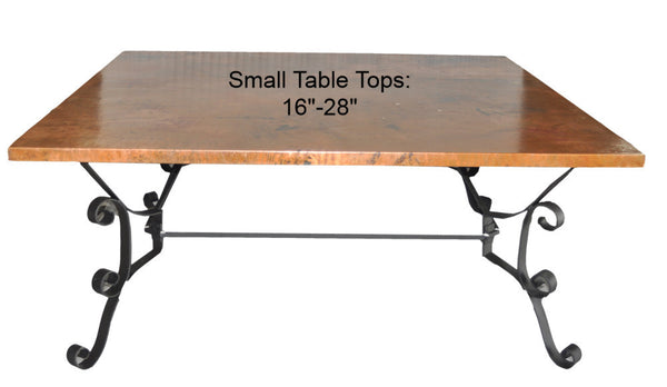 Small (16"-28") Square Copper Table Top Hand Hammered (Lookup Table)