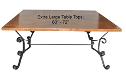 Extra Large (60"- 72") Square Copper Table Top Hand Hammered (Lookup Table)