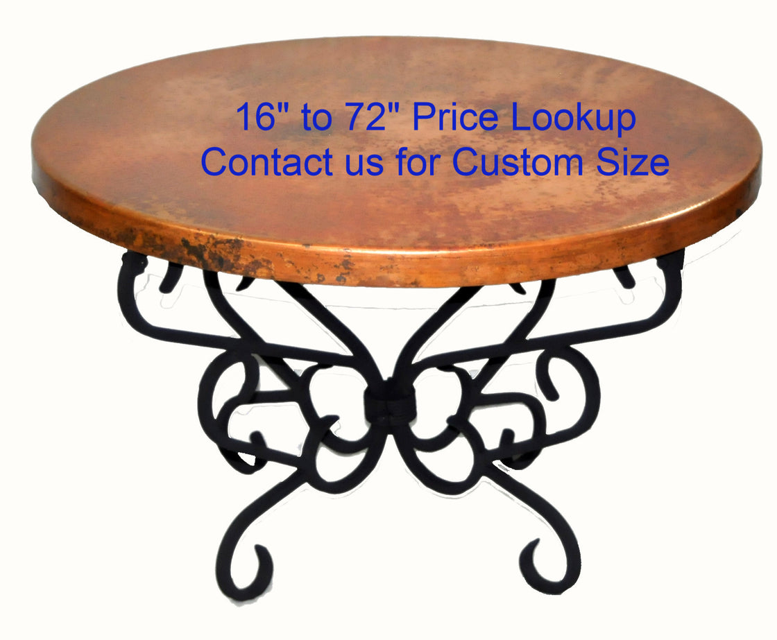 Small (16"-28") Round Copper Table Top Hand Hammered (Lookup Table)