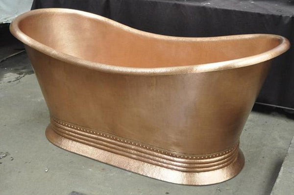 Custom Made Copper Bath Tub with Banded Cove Base ( Various Sizes, #CBT-COVEBASE)