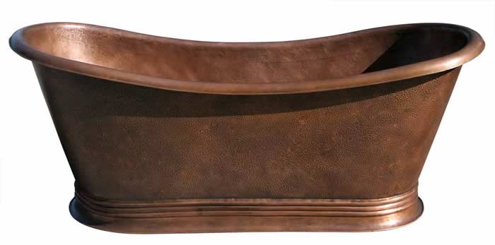 Custom Made Copper Bath Tub with Banded Cove Base ( Various Sizes, #CBT-COVEBASE)