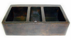 Farmhouse Triple Bowl Copper Kitchen Sink (42 or 45 Inch, #CFS-TRP)