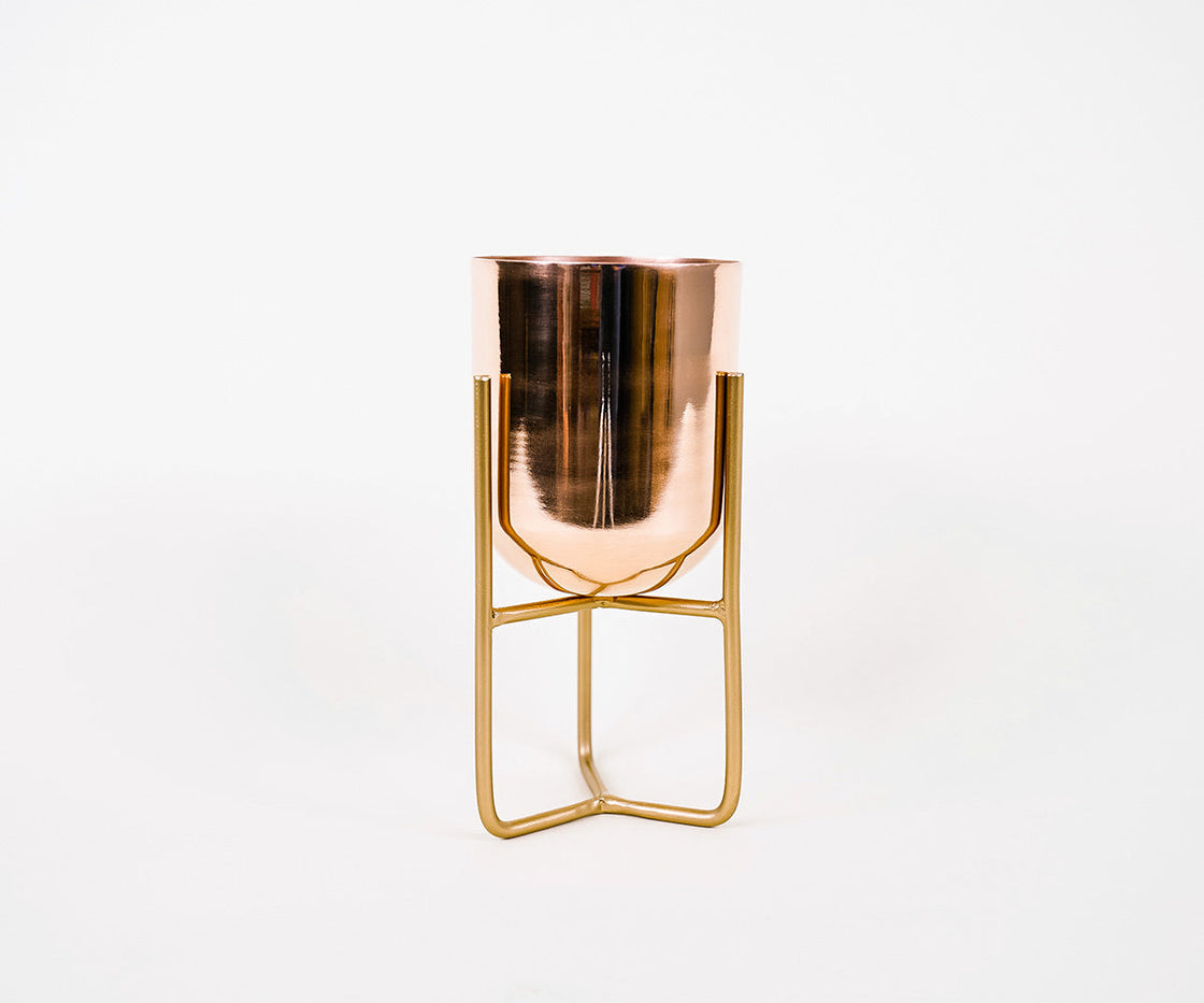 Smooth Copper Planter Mini Bauhaus Design