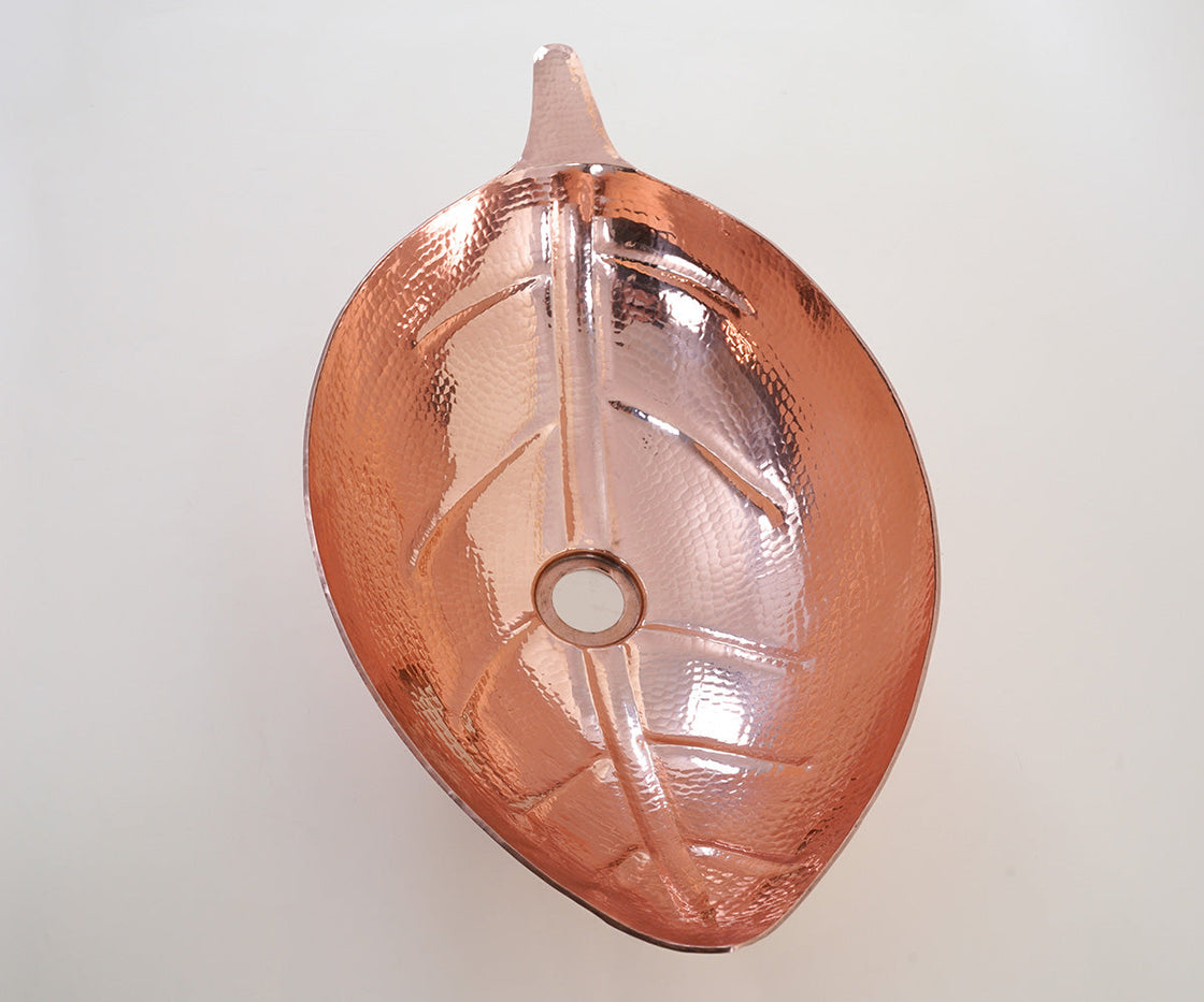 Vessel Copper Washbasin Leaf Design