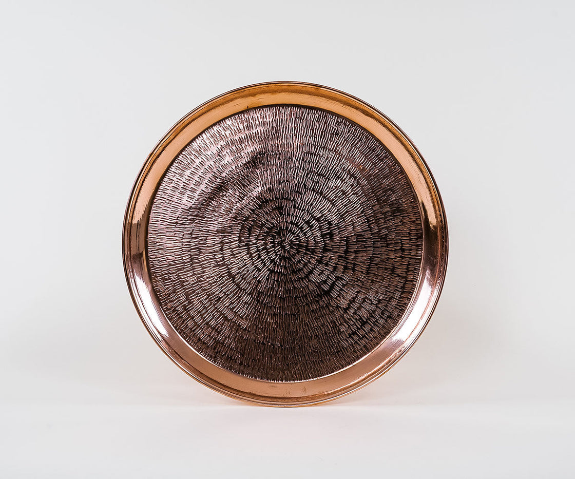 Round Copper Tray Sand Texture