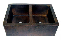 Farmhouse Copper Kitchen Sink 50/50 Double Bowl (33 or 35 Inch, #CFS-5050)