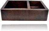 Farmhouse Copper Kitchen Sink 60/40 Double Bowl (33 or 35 Inch, #CFS-6040)