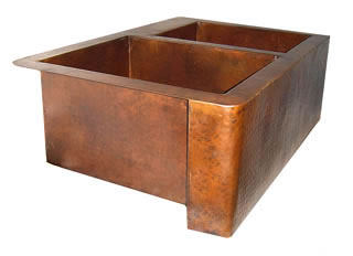 Farmhouse Copper Kitchen Sink 60/40 Double Bowl (33 or 35 Inch, #CFS-6040)