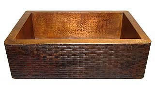Copper Farmhouse Kitchen Sink Brick Design( 22" to 36" Various Colors, #CFS-BRICK)