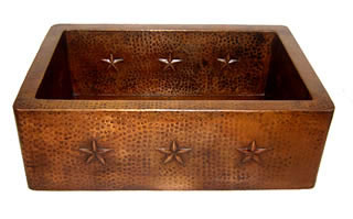 Copper Farmhouse Kitchen Sink Star Design( 22" to 36" Various Colors, #CFS-STAR)