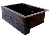 Copper Farmhouse Kitchen Sink Star Design( 22" to 36" Various Colors, #CFS-STAR)